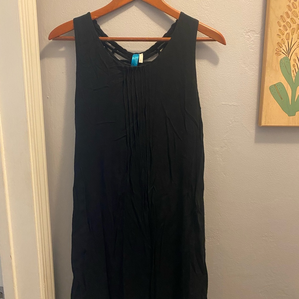 Francesca’s Button Black Dress with Crochet Detail